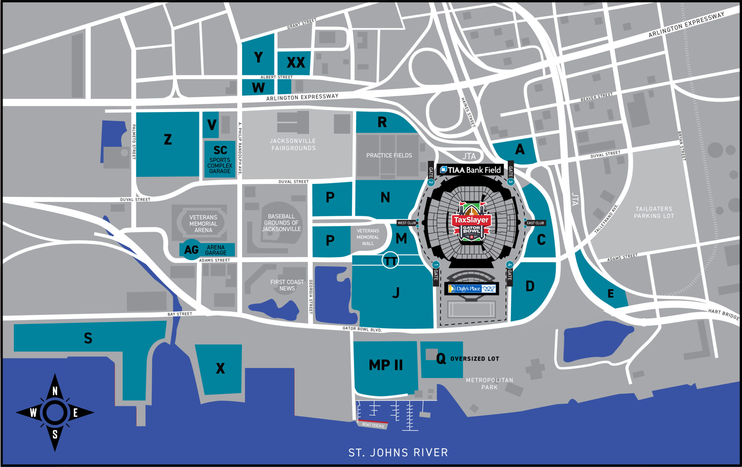 TaxSlayer Gator Bowl Maps